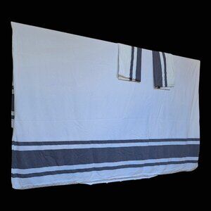 IKEA Bedding Duvet Cover SET Full White Gray Stripes 100% Cotton Modern 86x76